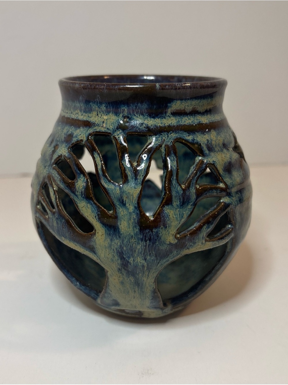Tree Motif Ceramic Lantern - Decorative Votive Holder